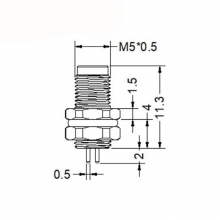 Panel Mount Connector - M5 4pins male straight rear panel mount connector, unshielded, insert